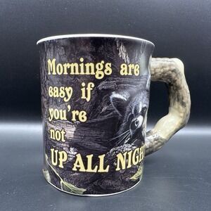 Hiding Place Racoon Mornings are Easy 14oz 4.25" Coffee Mug Wild Wings 2014